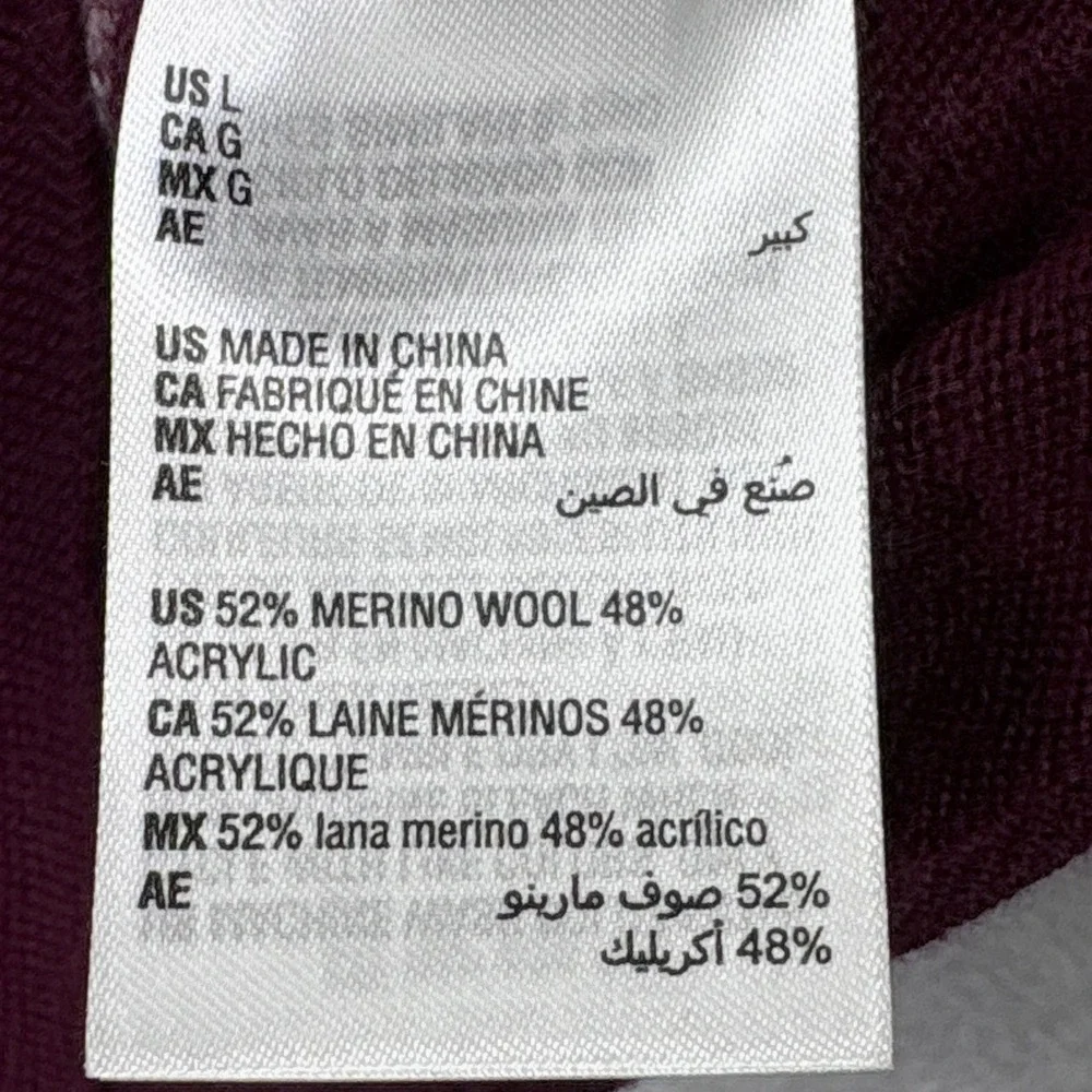 Club Room Mens Merino Wool Blend Penguin Sweater‎ Burgundy Red Large Intarsia